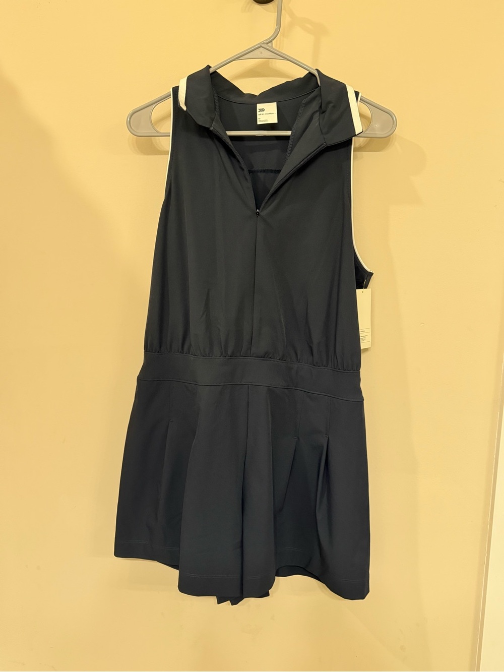 all in motion Black Sleeveless Zip Romper with Contrast Trim